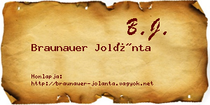 Braunauer Jolánta névjegykártya